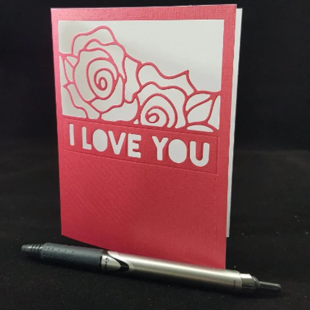 Sentiment Note Cards, Set of 6, Purple, Yellow, & Rose Note Card, Die Cut Design